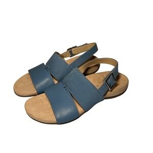 Vionic Size 6.5 Morro Flat Sandals Comfort Orthotic Insole Blue Adjustable Strap